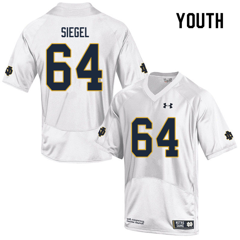 Youth NCAA Notre Dame Fighting Irish #64 Max Siegel Stitched College Under Armour Authentic White Football Jersey TN10O84TM